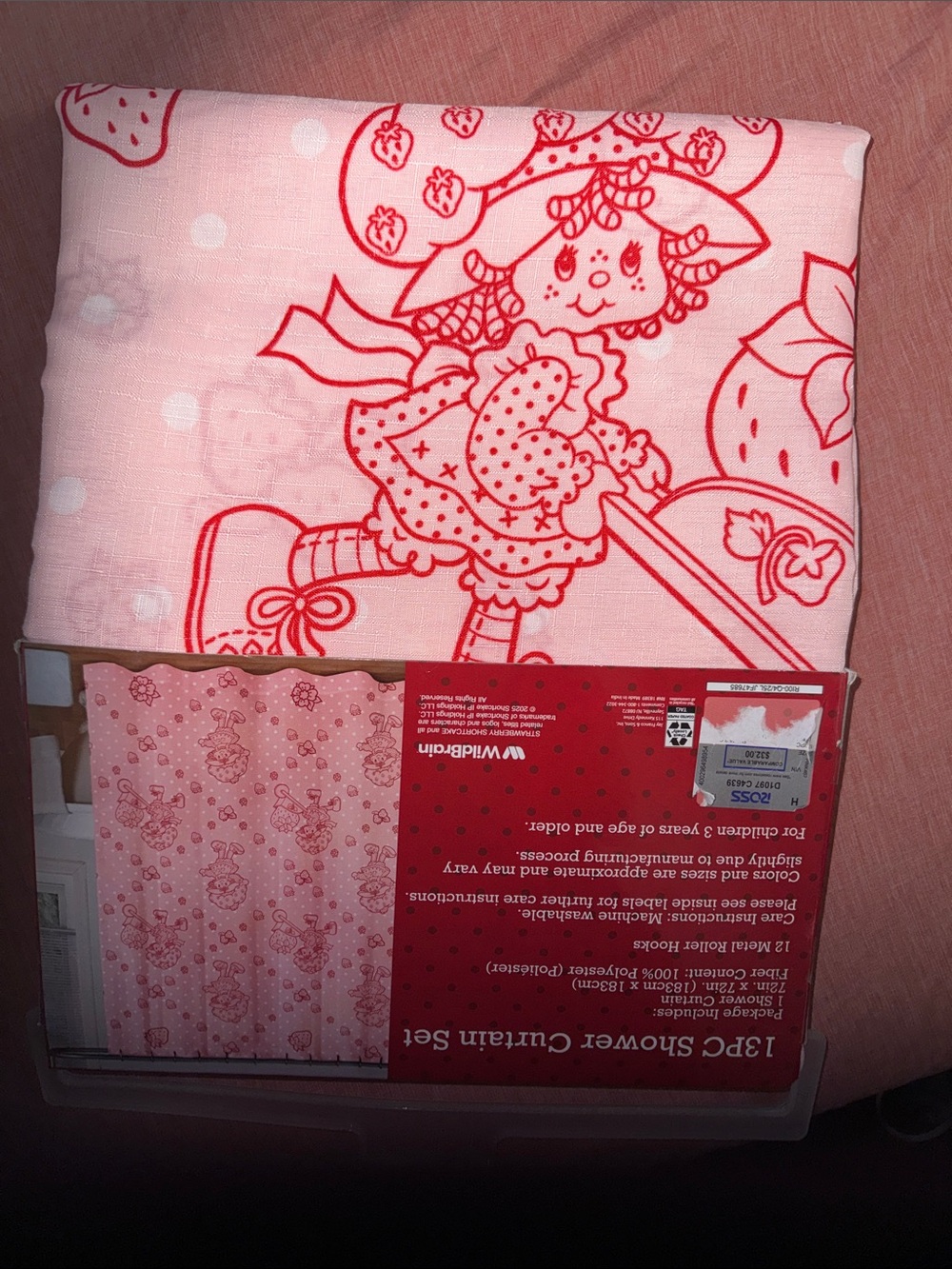 Strawberry Shortcake Pink Shower Curtain Set - 13PC - Picture 2 of 3